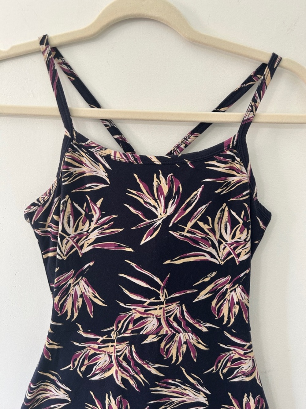Pact Organic Cotton Dress Size S Navy Floral Midi Tank Resortwear Boat - Picture 3 of 15